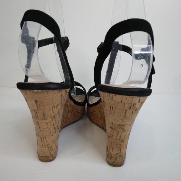 CHARLES by Charles David T-Strap Black Cork Wedge Sandals Size 9M - Picture 5 of 12